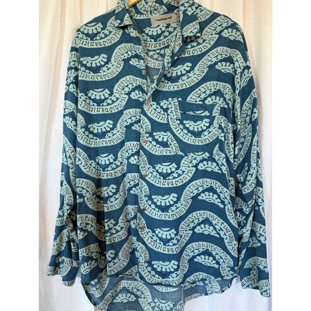 Vintage Martinique Button Down Shirt M Blue Teal